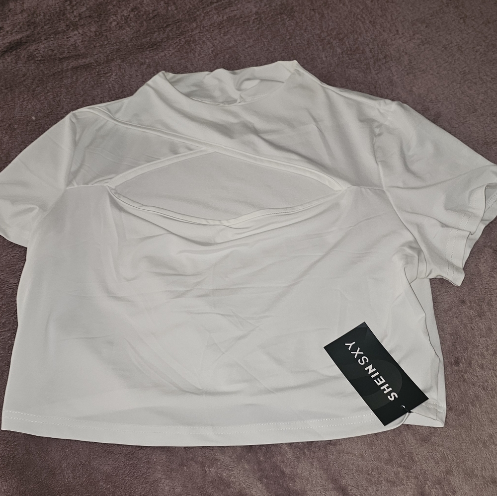 SHEIN White Cutout Crop Top
